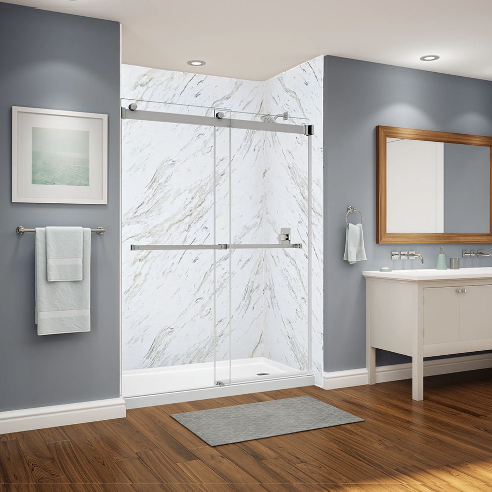 Vintage Calcutta marble-look acrylic wall finish